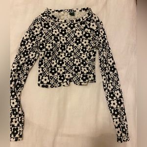 Flower Print Long-Sleeve Crop Top